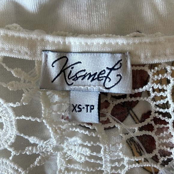 KISMET Vale Oach Print Button Front Crochet Yoke Trim Sleeveless Extra Small - Picture 8 of 11